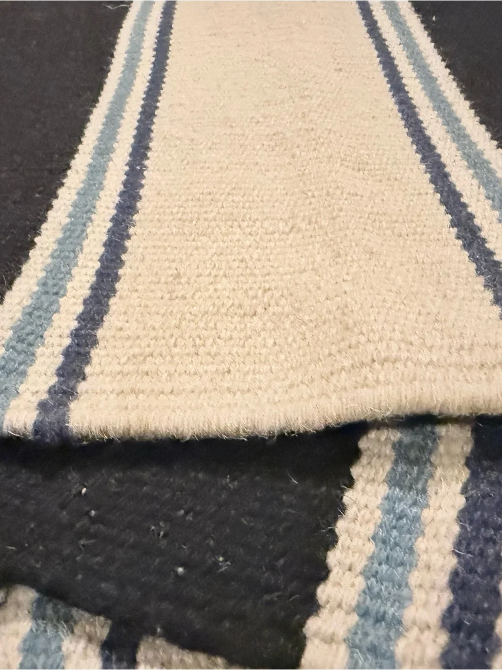 New Pottery Barn Emily & Meritt Stripe Dhurrie Rug, Small, Blue Multi